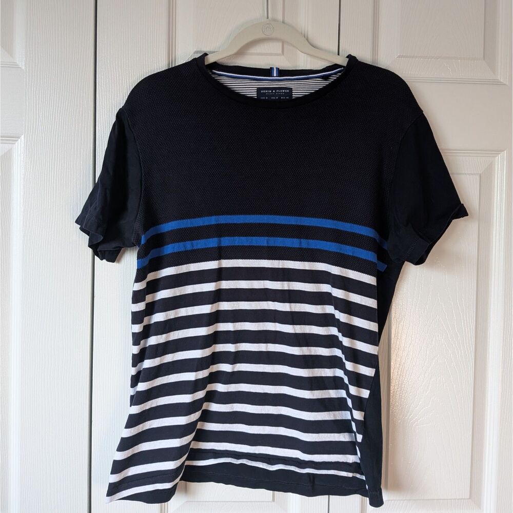 Denim & Flower Ricky Singh Striped Color Block Shirt M Coastal Collegiate Preppy